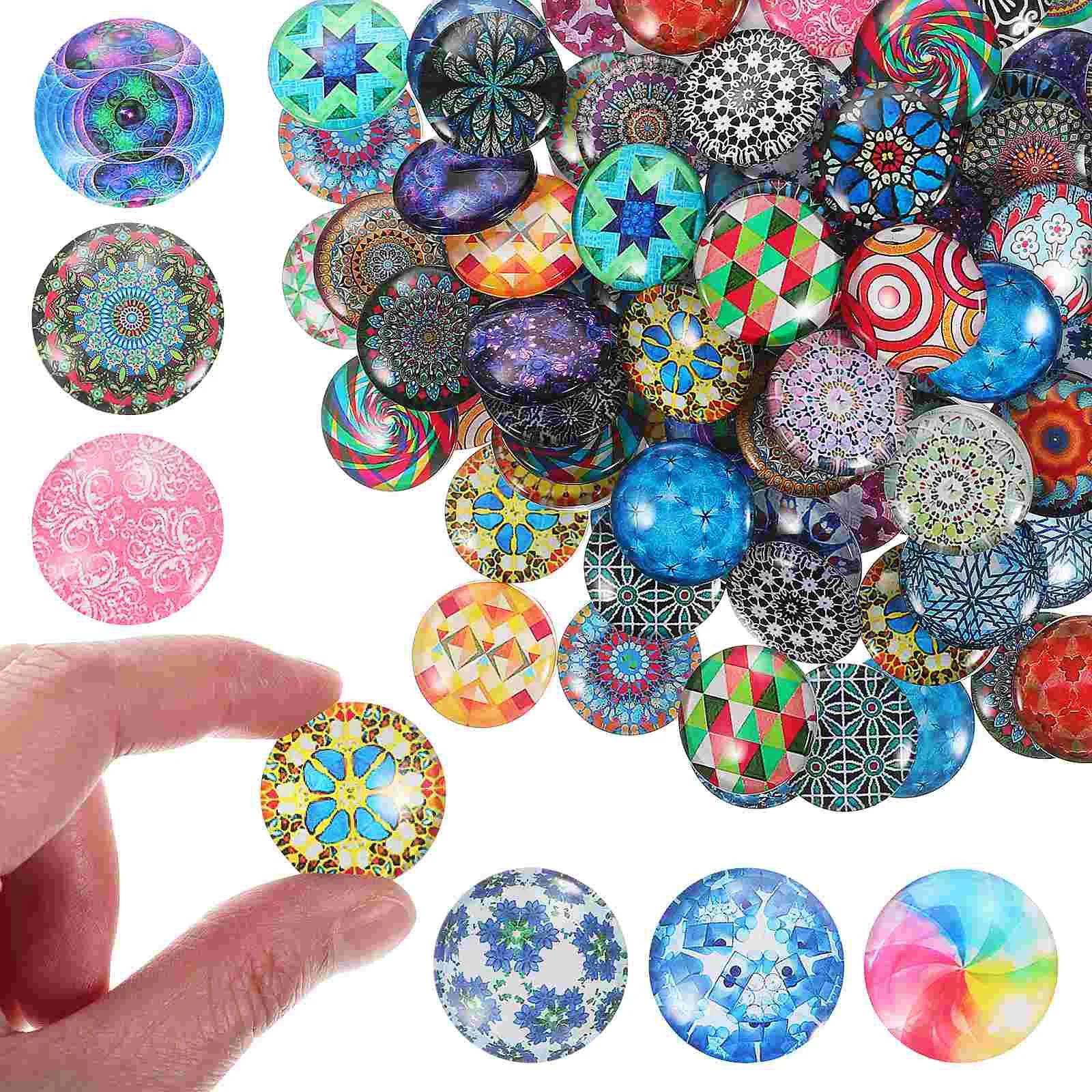 

120 Pcs/Pack Bead Keychain Glass Cabochons DIY Stones Jewelry Making Mix Decor Patch