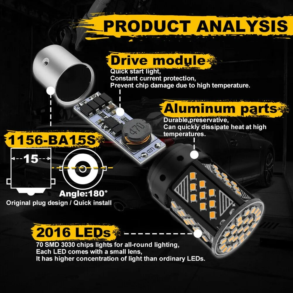 

2x 23W LED Light Bulbs Bulbs Turn Signal Reverse Light 1156 BA15S COB Replace Set Kit New Replacement Accessary
