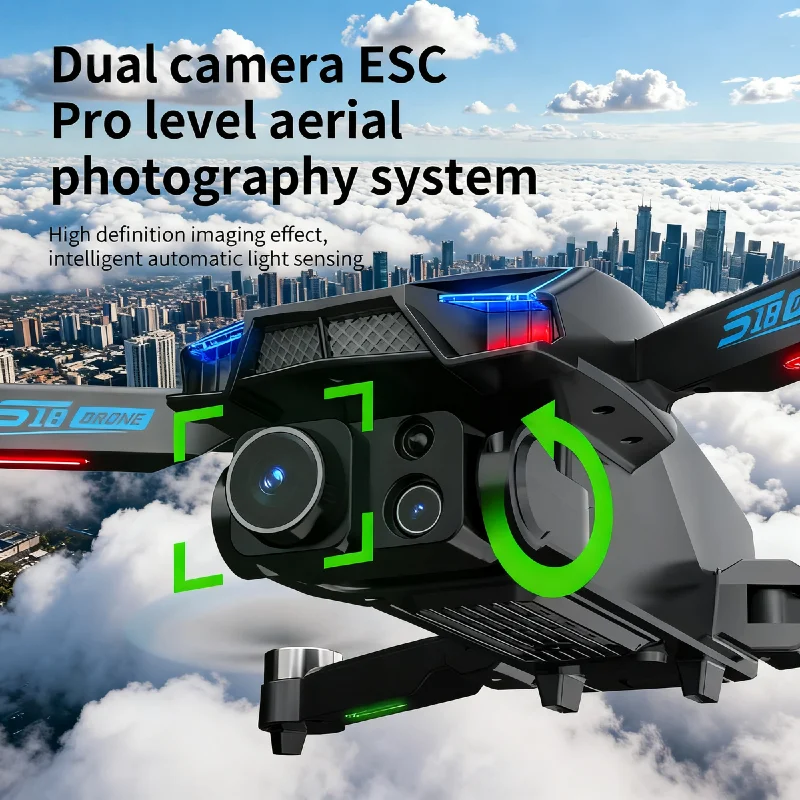 Фото Горячий дрон для Xiaomi S18, профессиональная камера 8K, оптический поток, предотвращение препятствий, бесщеточный складной квадрокоптер, радиоуправляемый дрон с экраном №5