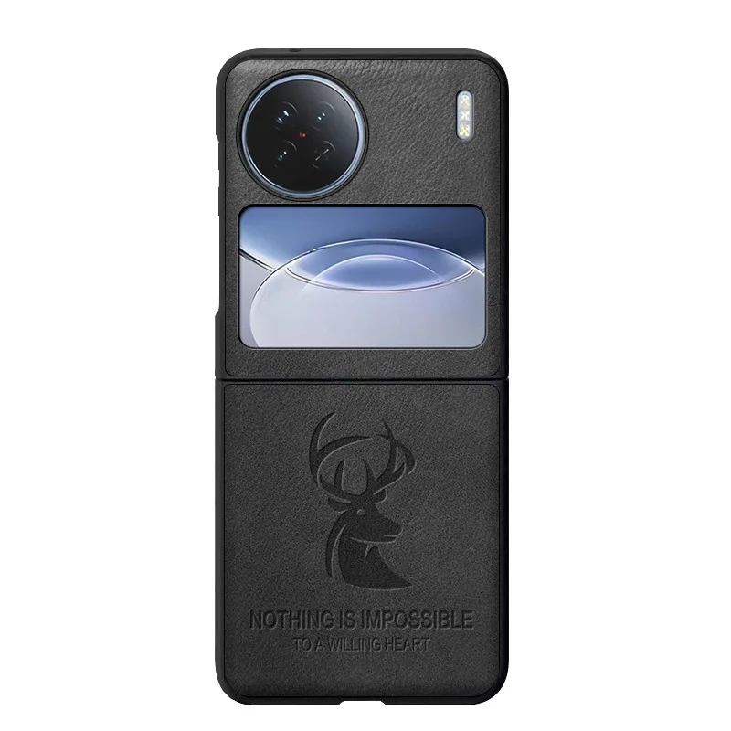 Retro Genuine Leather Funda Phone Case For VIVO X Flip Vintage Classic Elk Deer Head Pattern Protective Armor Folding Cover