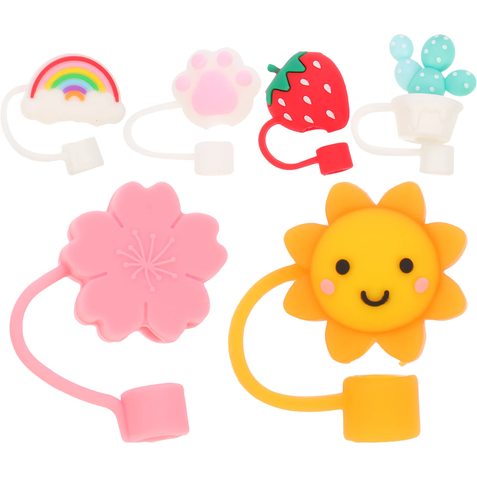 

6 Pcs Straw Dust Plug Funny Plugs Dust-proof Cocktail Accessories Top Hat Silica Gel Girl Stainless Steel Kids Water Bottle