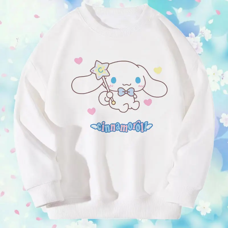 

Cinnamoroll Hoodie for Lady Kawaii Sanrio Family Wear Spring and Autumn Round Neck Top