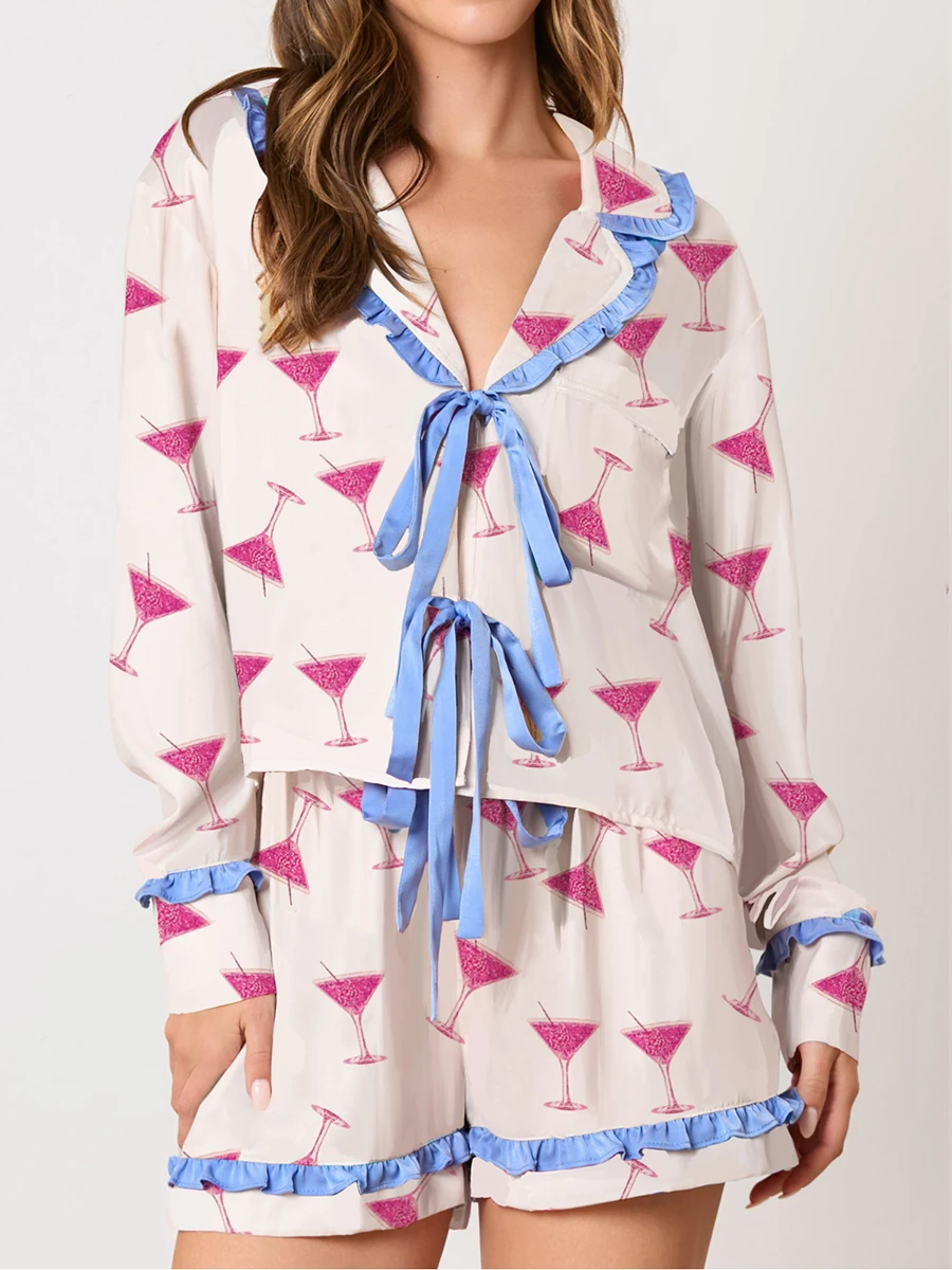 Женский рождественский пижамный комплект из 2 предметов одежда для дома костюмы