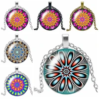 hot 2019 new creative kaleidoscope geometric mandala glass cabochon pendant fashion charm girl jewelry necklace accessories