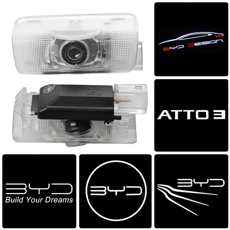 2 шт., автомобильная лампа-проектор для дверей BYD ATTO3 YUAN PLUS