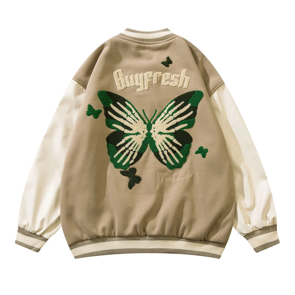 2022 Bomber Jacket Harajuku Butterfly Embroidery Baseball Jacket Streetwear Flower Varsity Jacket Coat Men Short Jacket Hip Hop