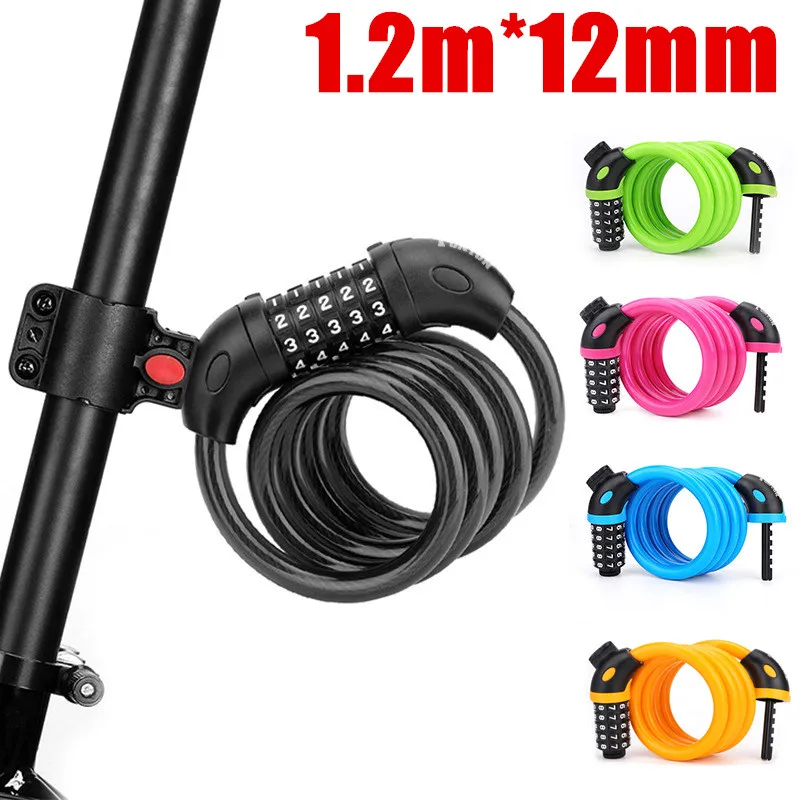 

Boteyle 1.2M Bike Lock Theft Cable Locks with Mounting Bracket High Security 5 Digit Resettable Combination Coiling Bicycle Lock