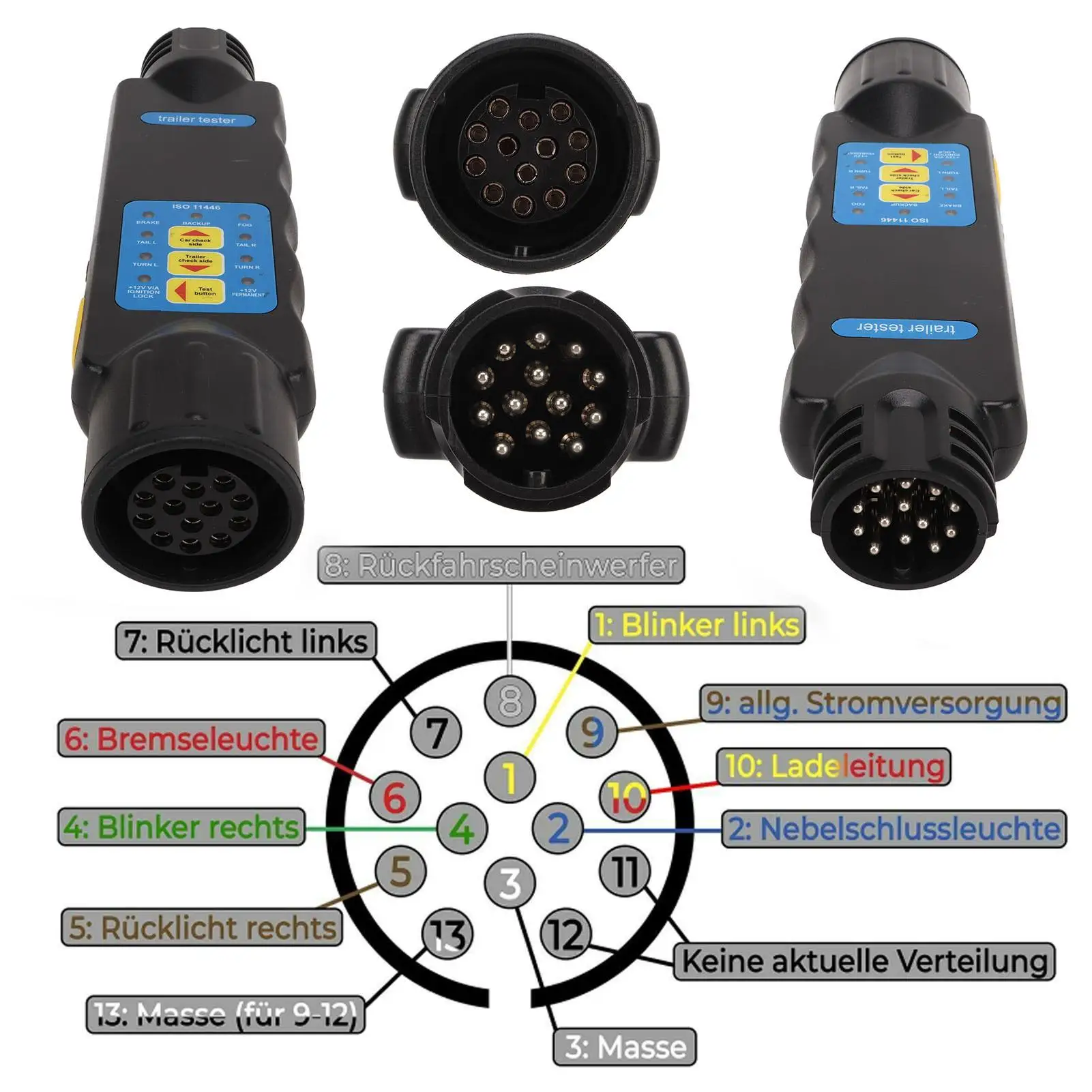 Автомобильный тестер буксировочного фонаря для прицепа Тестер розеток Тест