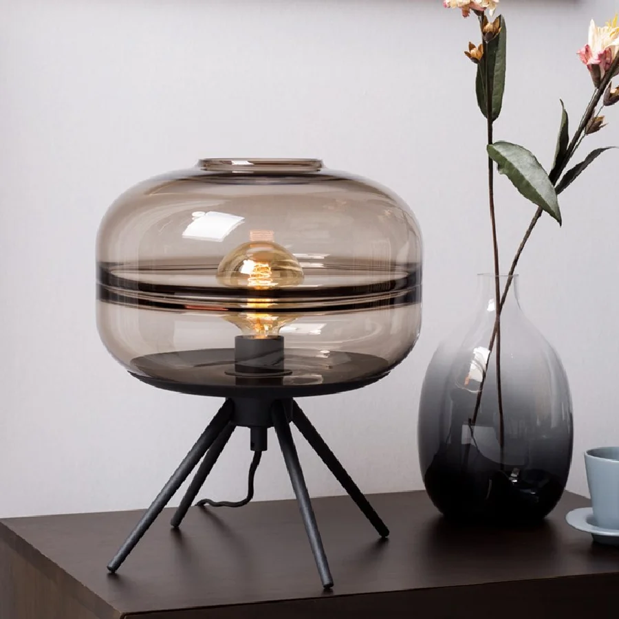 

LukLoy Modern LED Table Lamp Nordic Simple LED Table Lamps Creative Glass Lampshade Transparent Bedroom Bedside Table Light