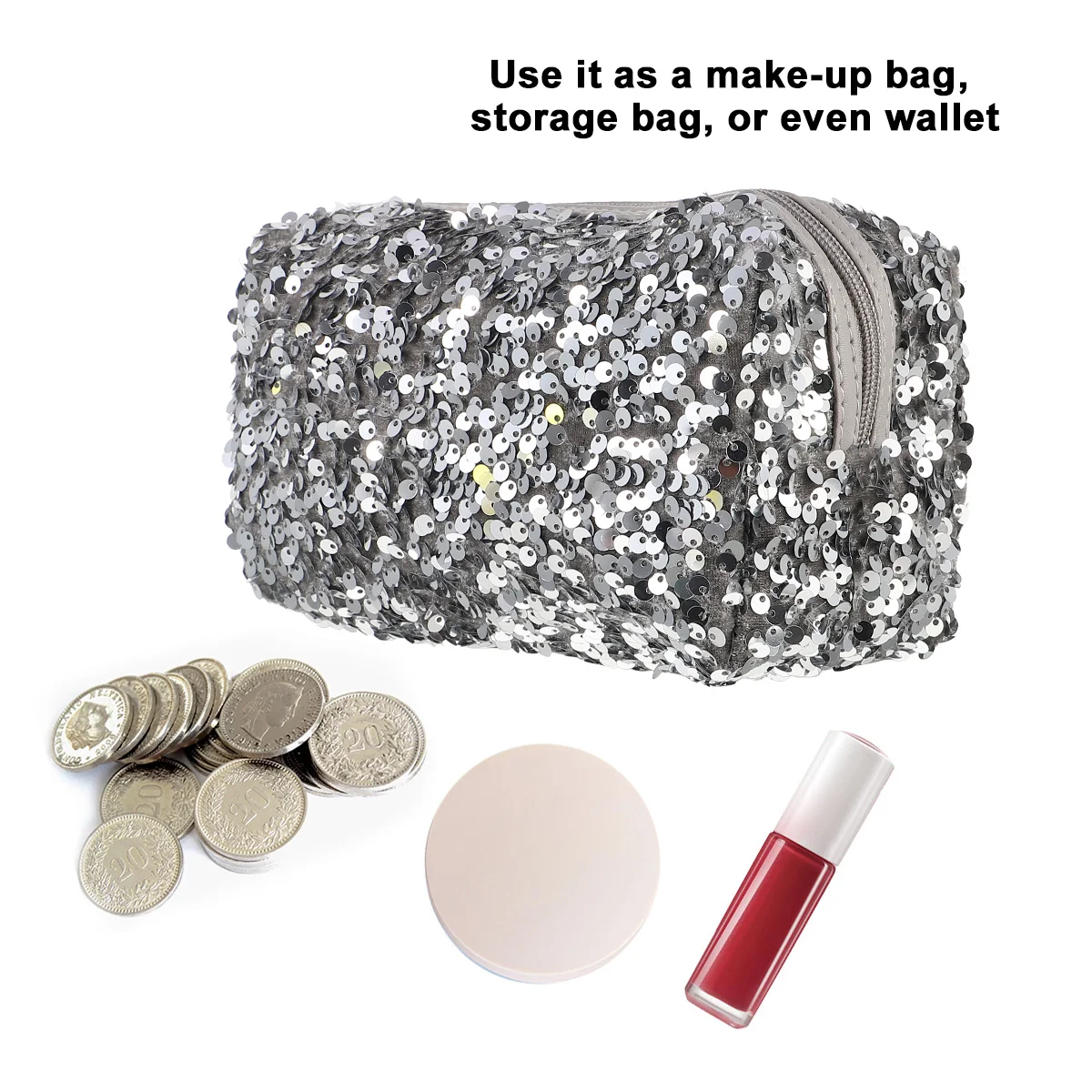 Сумка с блестками для макияжа блестящая черная сумка туалетных принадлежностей