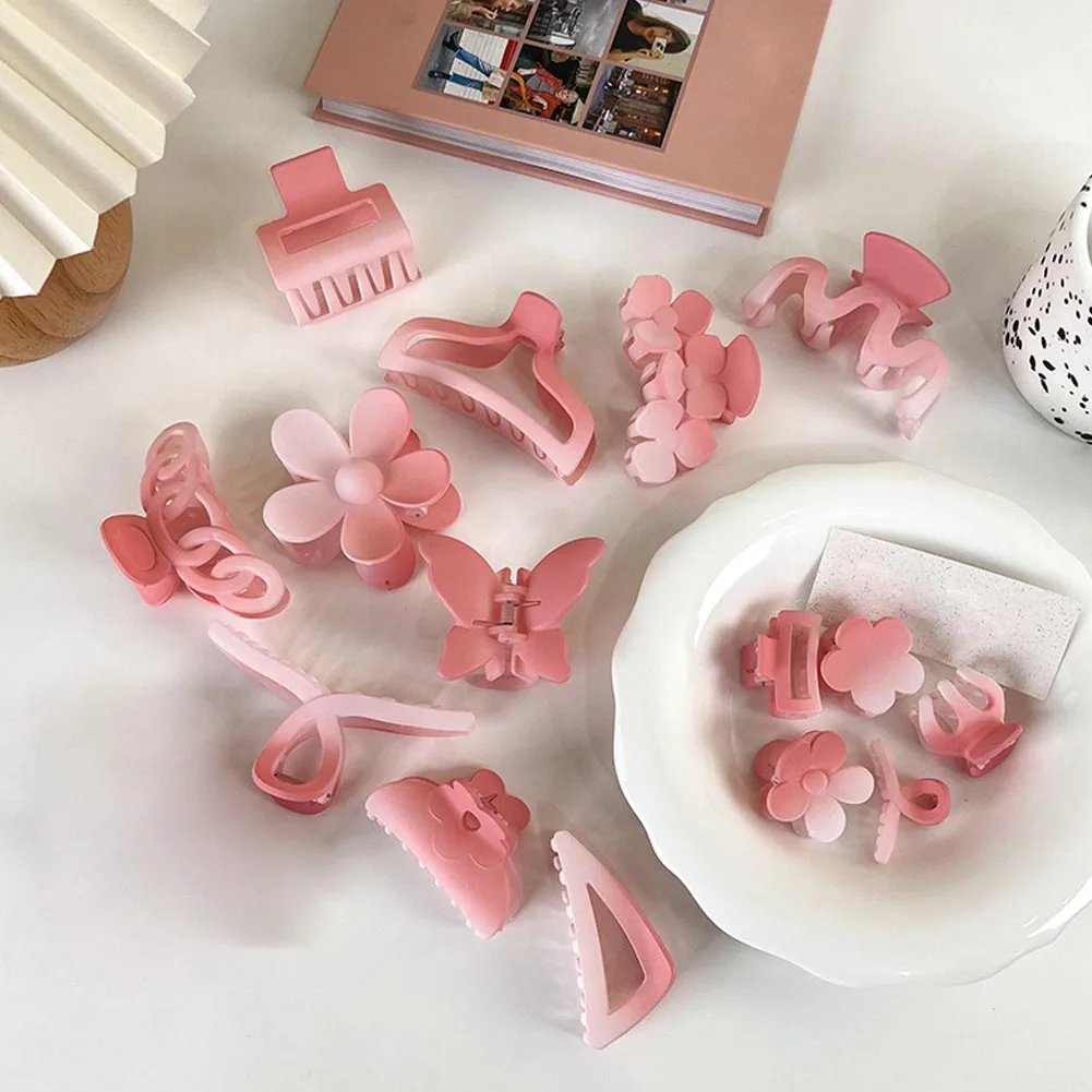 

Gradient Crab Hair Clip Hollow Geometric Hair Clip Hairpin Chic Pink Hair Claw Women Shark Clip Cherry Blossom Hair Accessories