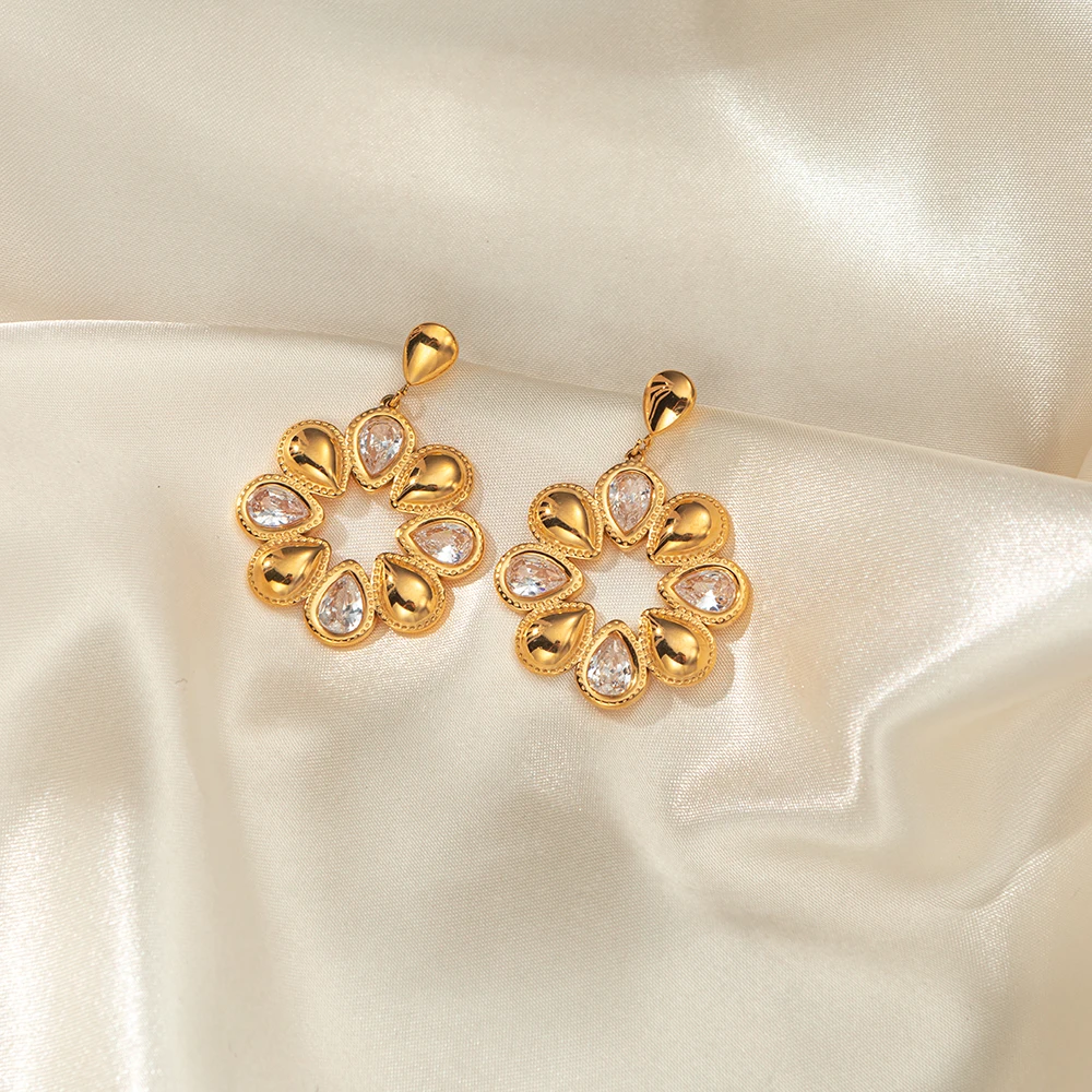 Серьги из нержавеющей стали с блестящим цирконом GUERNONO для женских модных