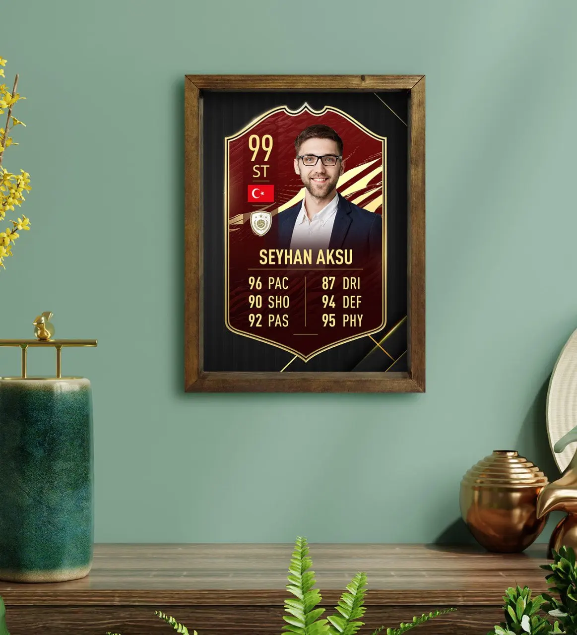 

Personalized Natural Solid Wood Frame Table 30x40cm Football Player Kartı-3