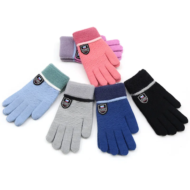 

Милые теплые вязаные шерстяные перчатки для детей в возрасте от 9 до 14 лет, однотонные Детские перчатки для мальчиков и девочек, детские перчатки с закрытыми пальцами