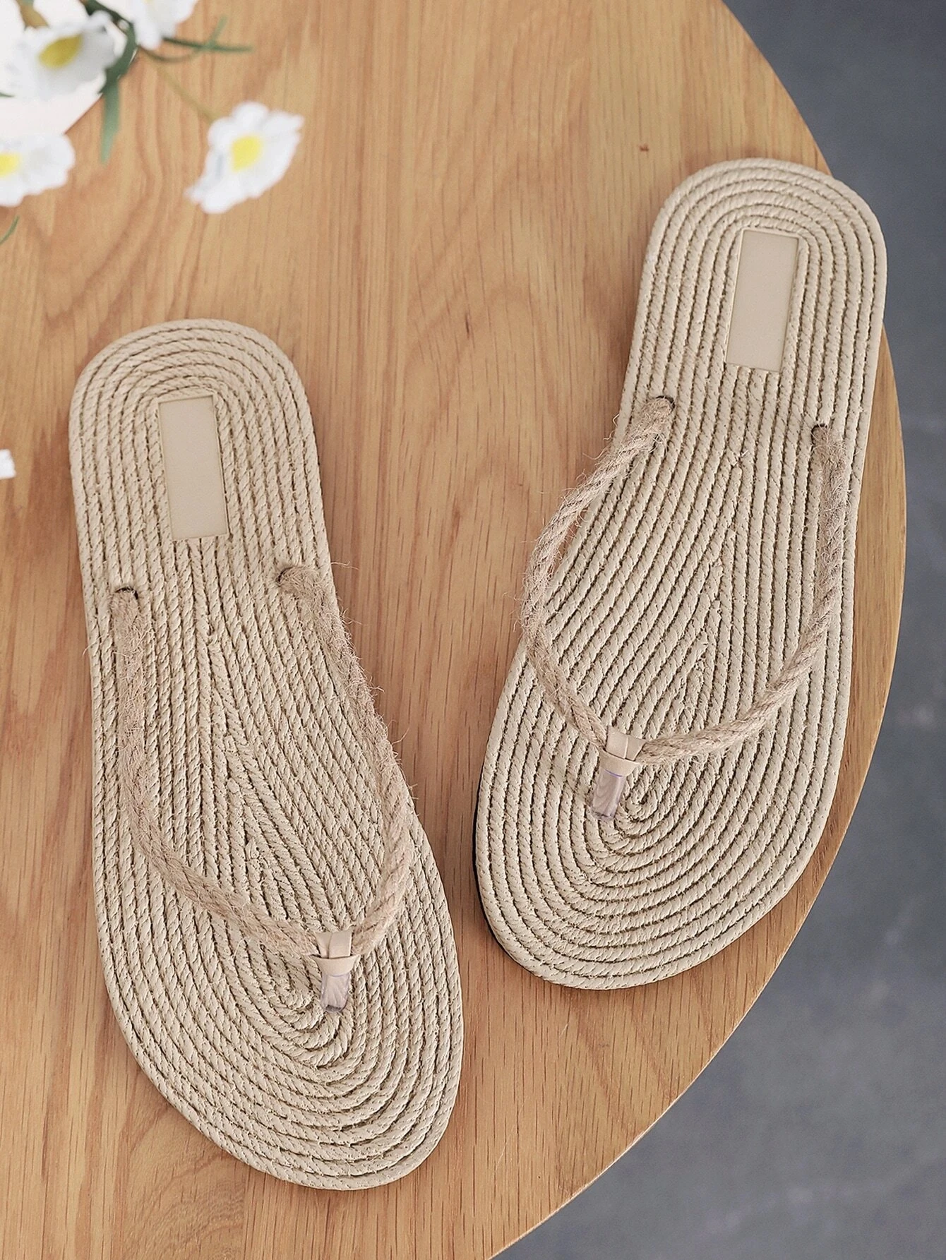 

Пляжные Шлепанцы из искусственной соломы, на плоской подошве