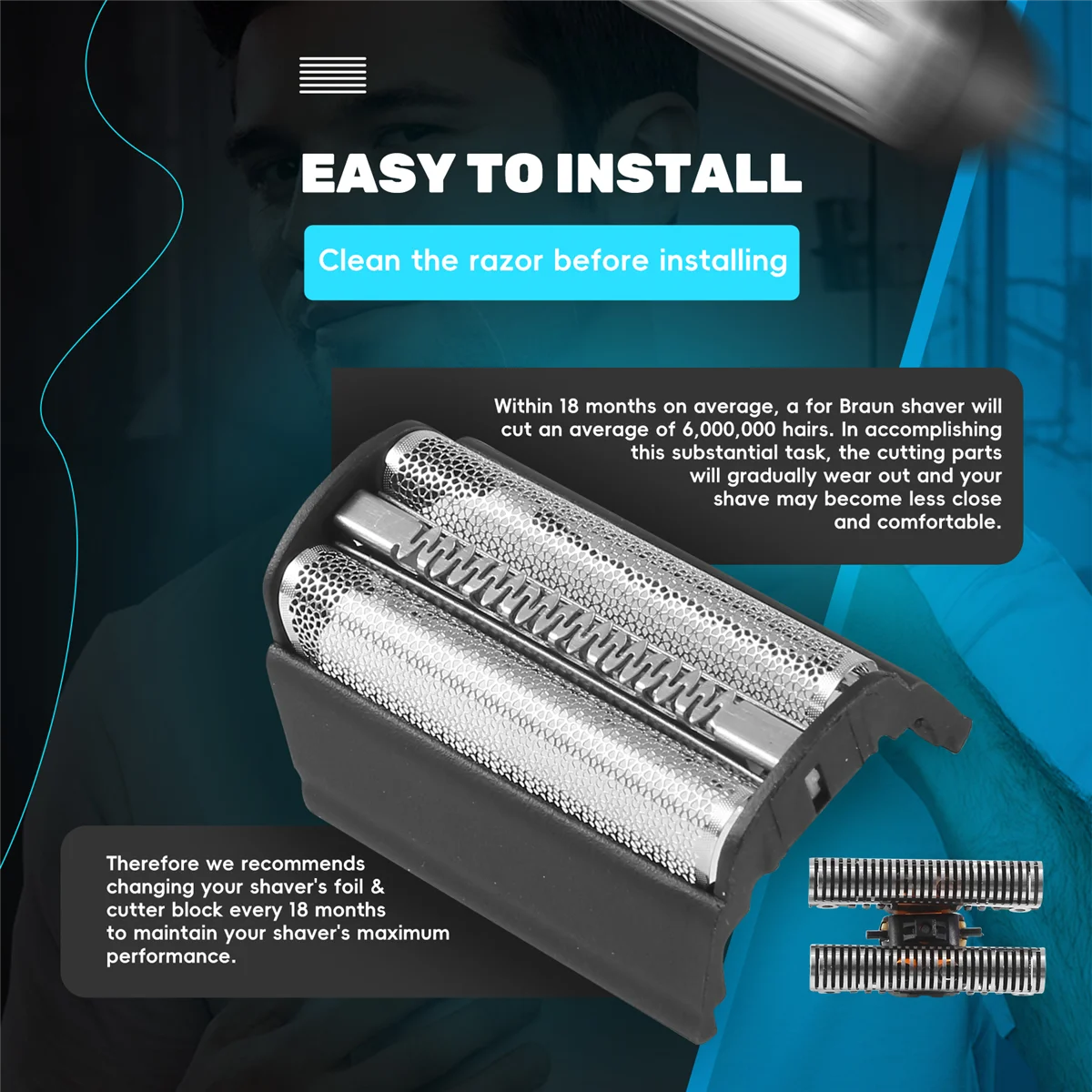 31B Сменный экран из фольги + лезвие для Braun 3 серии 310 5000/6000 5724 5735 5736 5738 5739 5770 5771 5773 380