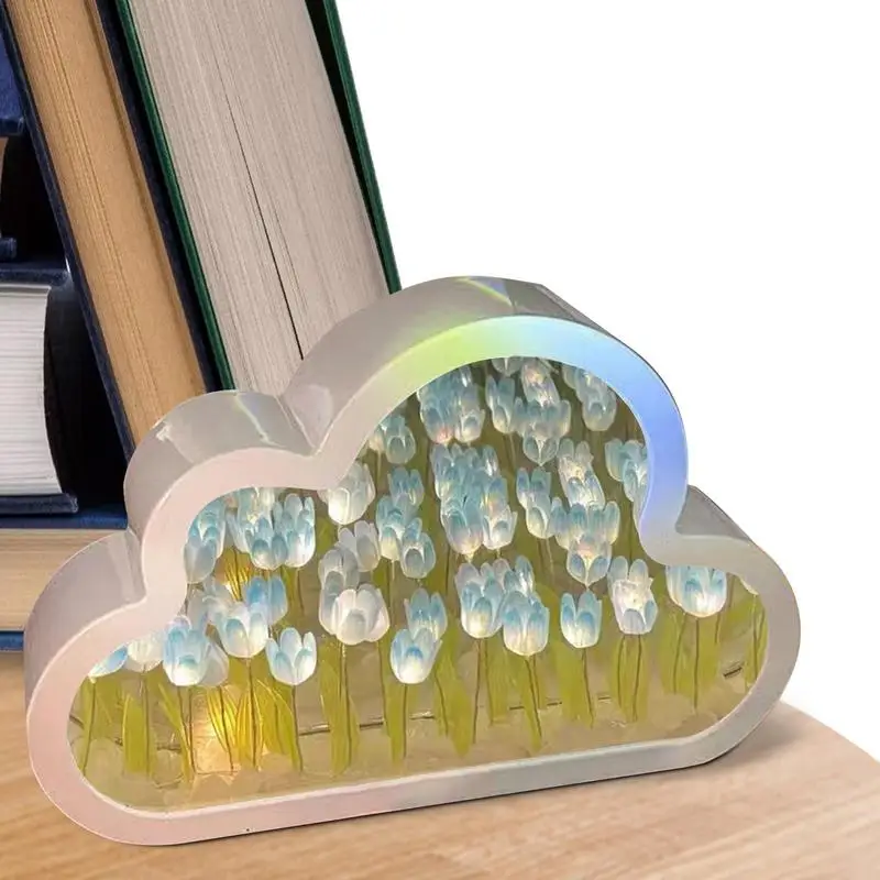 

DIY Flower Night Light DIY Cloud Tulip Lamp Romantic Bedside Lamp Decor Portable LED Tulip Table Lamp For Friends Girl Couple