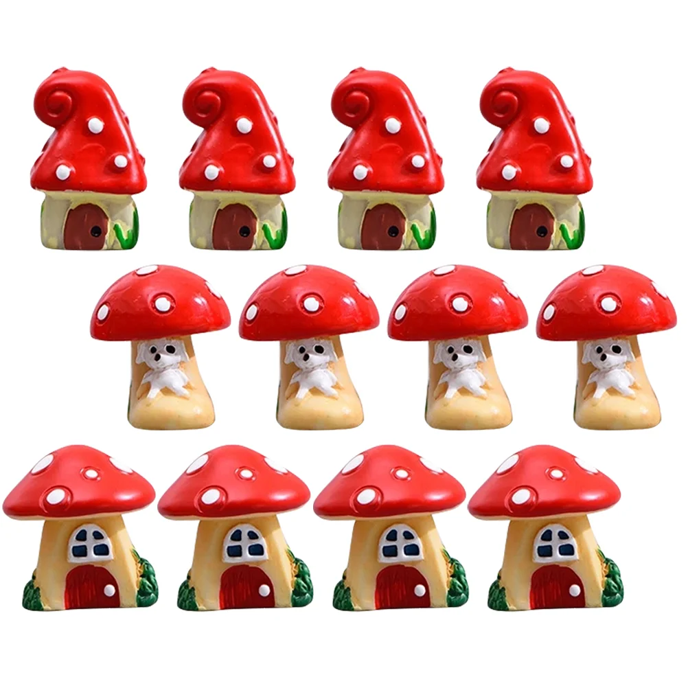 

Mushroom Mini Mushrooms Figurines Decor Garden Miniature House Bonsai Ornaments Fake Ornament Cake Resin Micro Statue