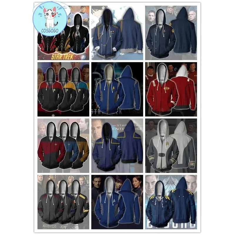 Star Voyager Command Cosplay Costume Hoodie Trek Sweatshirt 3D Print Zipper Jacket Sweatshirts Coat Tracksuit 5XL