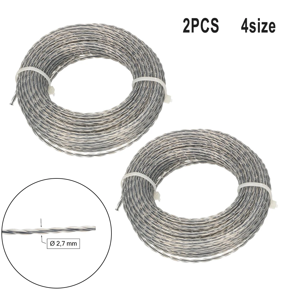 

2 Rolls 15M (30M) Trimmer Lines Nylon Core-Reinforced Grass Trimmer Line High Temperature Wear Resistance For Mowing Wild Plants