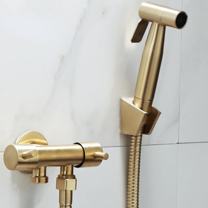 

Faucet Held Sprayer Shattaf Toilet Gold Valve Brush Douche SUS Copper Set Hand Kit 304 Set Bidet