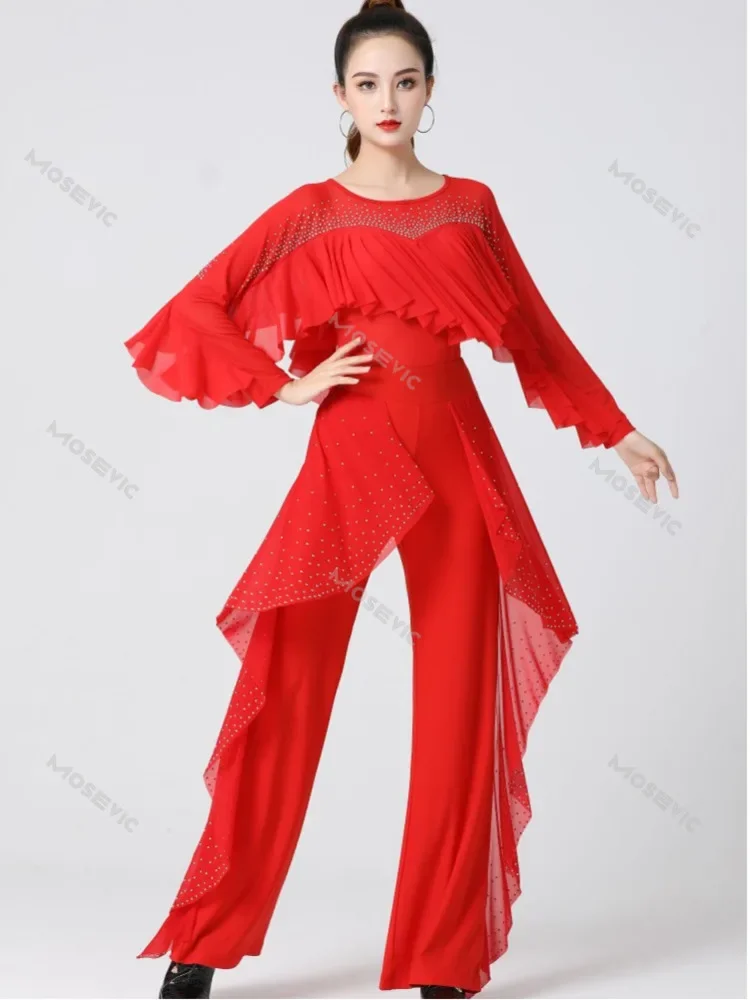 Одежда для бальных танцев с рюшами балетные стандартные женские топы