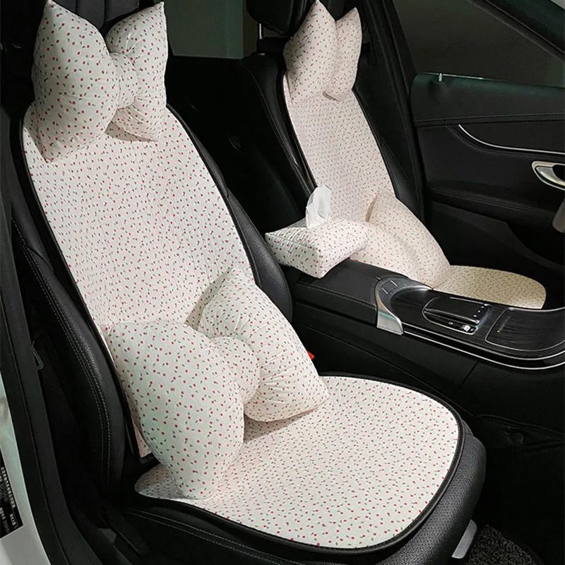 

Four Seasons Universal Single-piece Cotton Linen Small Flowers Summer Cool Car Seat Cushion Cover Interior Decoration