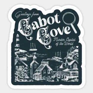 

Cabot Cove Murder Capital Of The World 5PCS Stickers for Wall Art Window Luggage Decor Stickers Bumper Water Bottles Room Cute