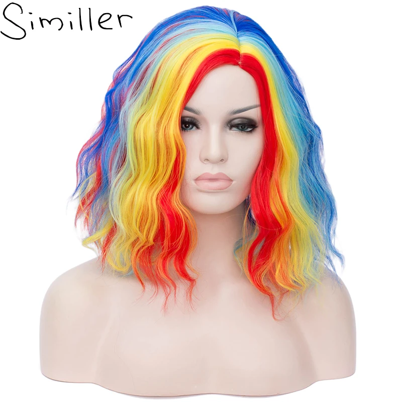 Similler Женские синтетические парики короткие вьющиеся волосы термостойкие Омбре