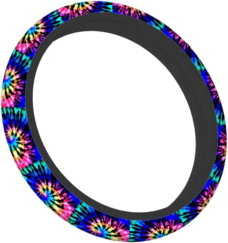 Tie Dye Auto чехол рулевого колеса автомобиля для женщин и девушек Радужный принт Shibori