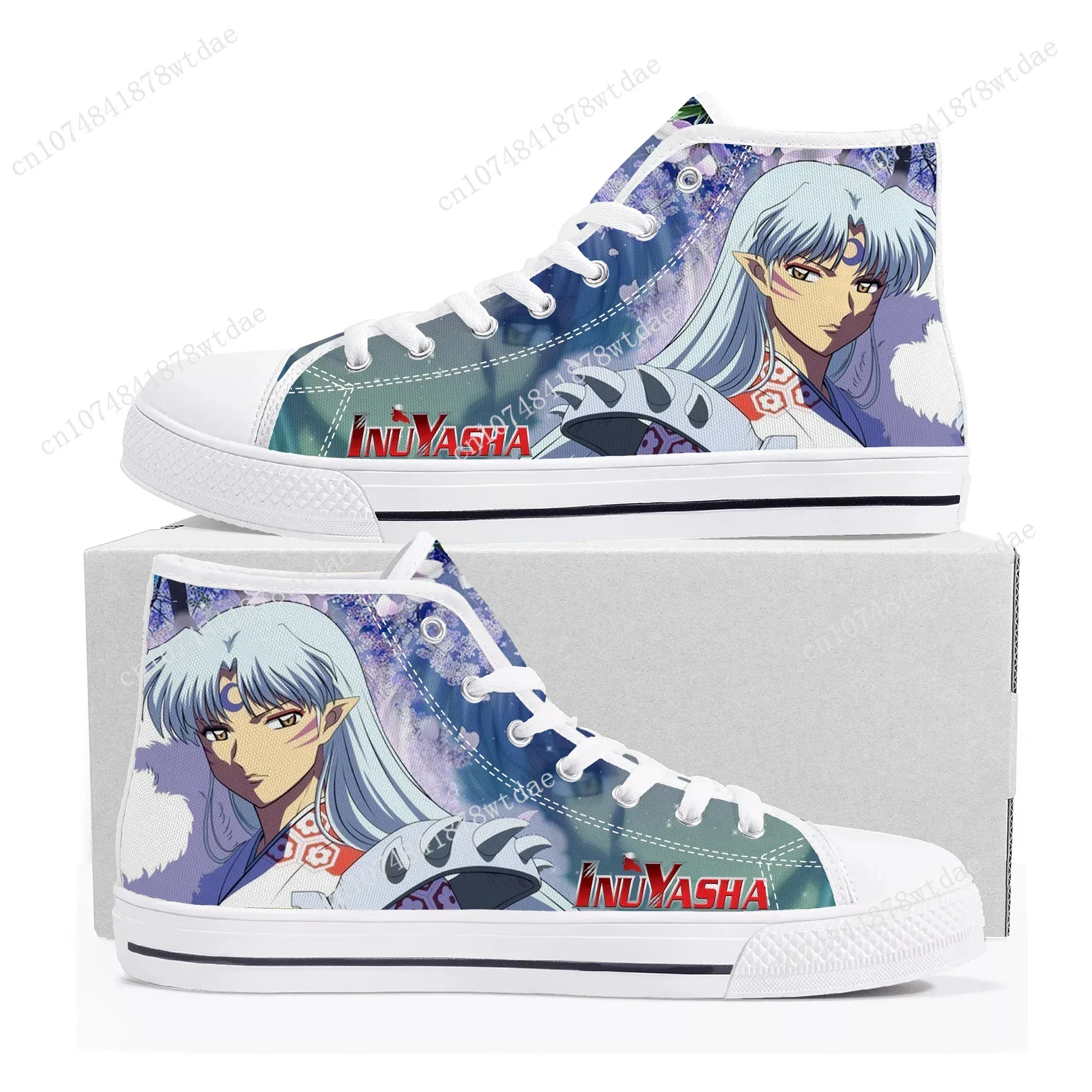Фото Sesshoumaru, высокие кроссовки, мужские и женские подростковые кроссовки Inuyasha Comics, манга, парусиновые кроссовки высокого качества, пара обуви по индивидуальному заказу №2