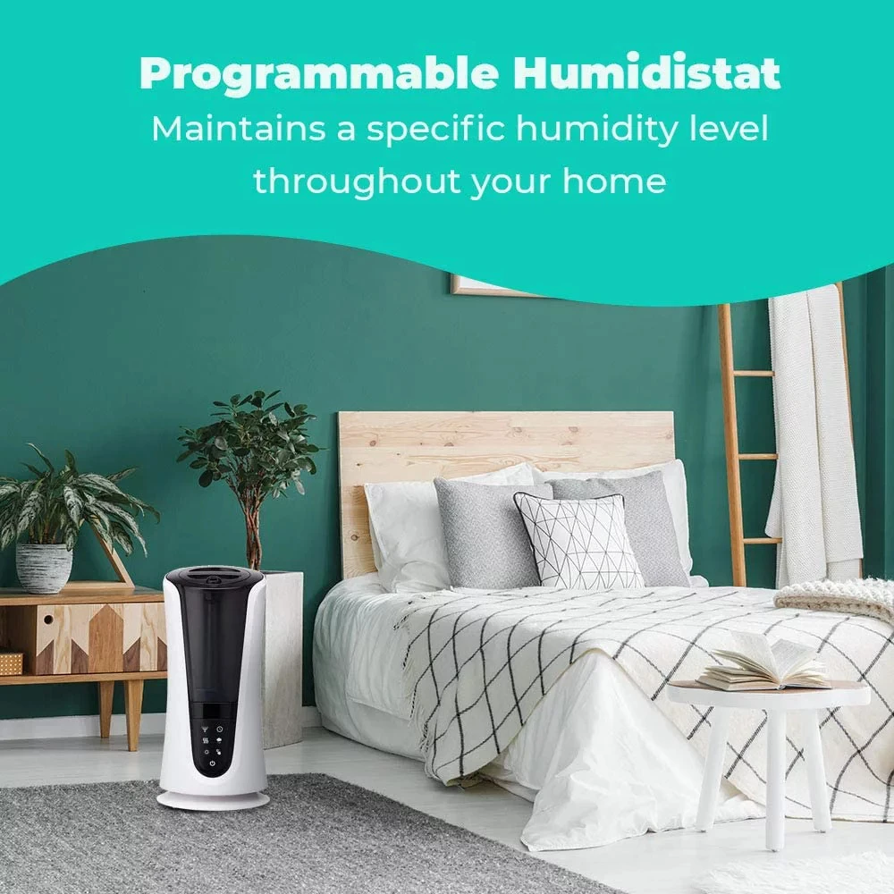 

Comfort Deluxe Warm & Cool Ultrasonic Humidifier, Top-Fill for Home, Programmable Humidistat with Night-Light and Aromatherapy