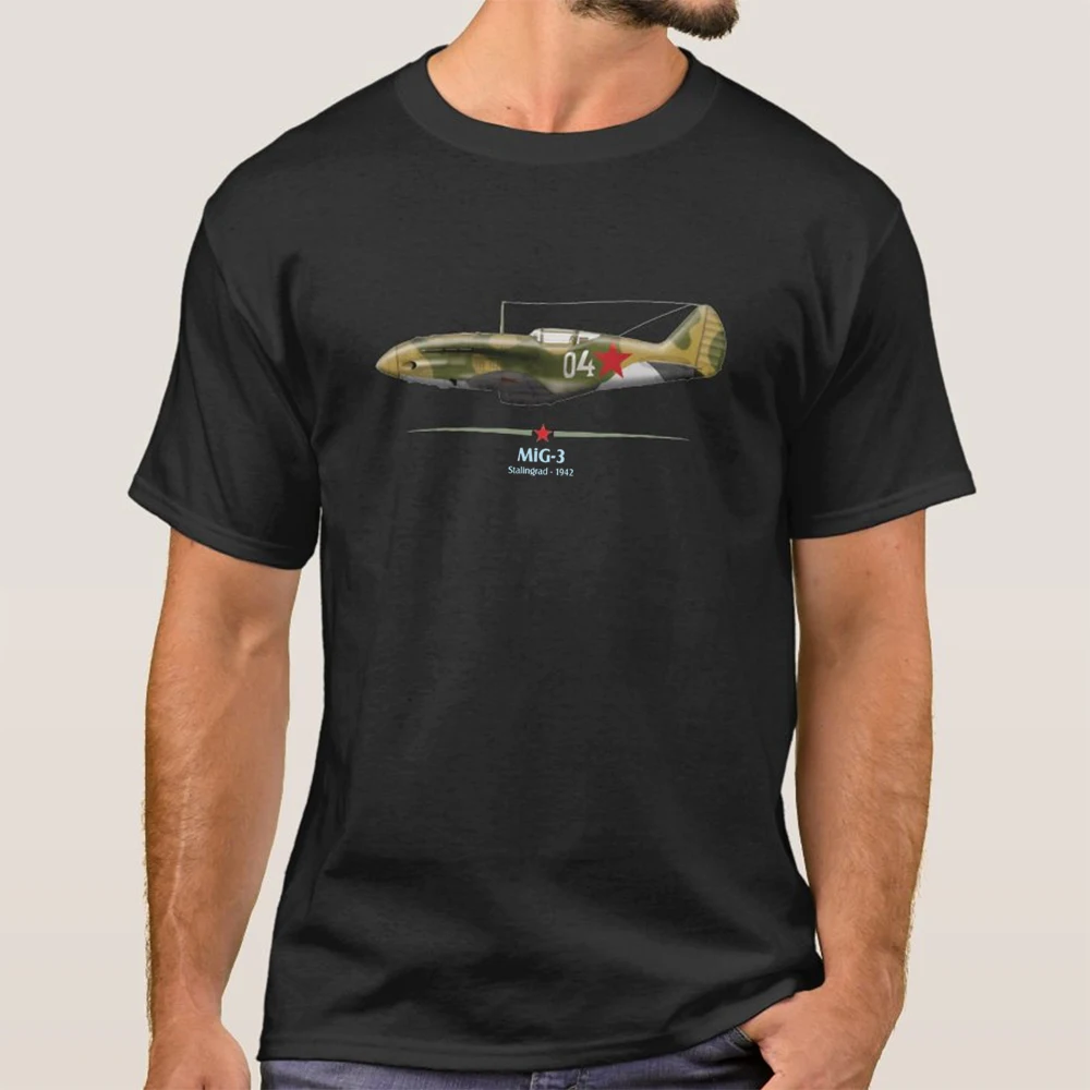 

WWII Soviet Union Battle of Stalingrad MiG-3 Fighter T Shirt. New 100% Cotton Short Sleeve O-Neck T-shirt Casual Mens Top