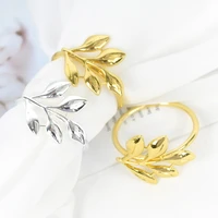 13pcs fall leaves napkin ring gold silver metal napkin holder wedding party banquet dinner table decoration pearl napkin buckle