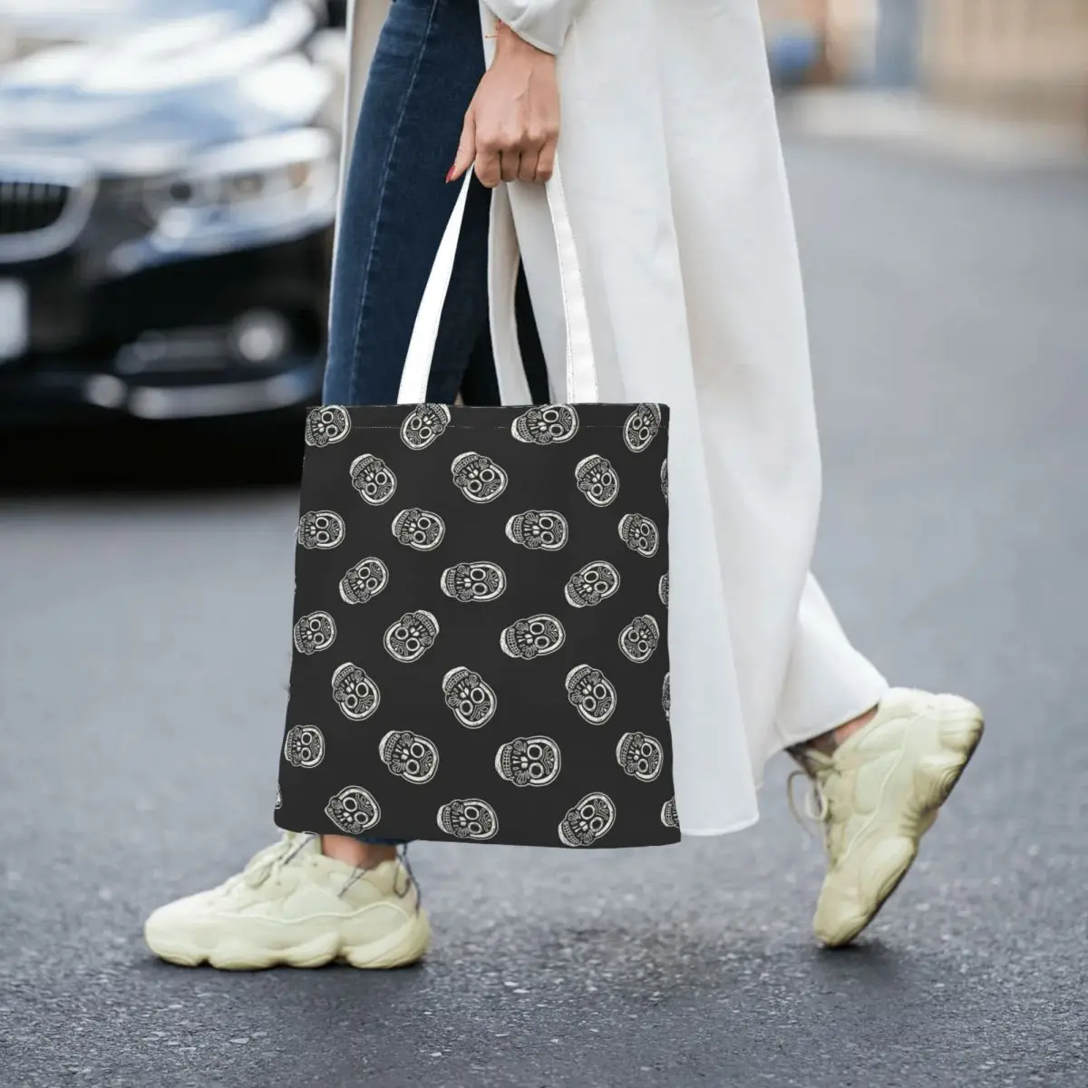 

Mexican Skull Doodle Women Canvas Handbag Large Capacity Shopper Bag Tote Bag withSmall Shoulder Bag
