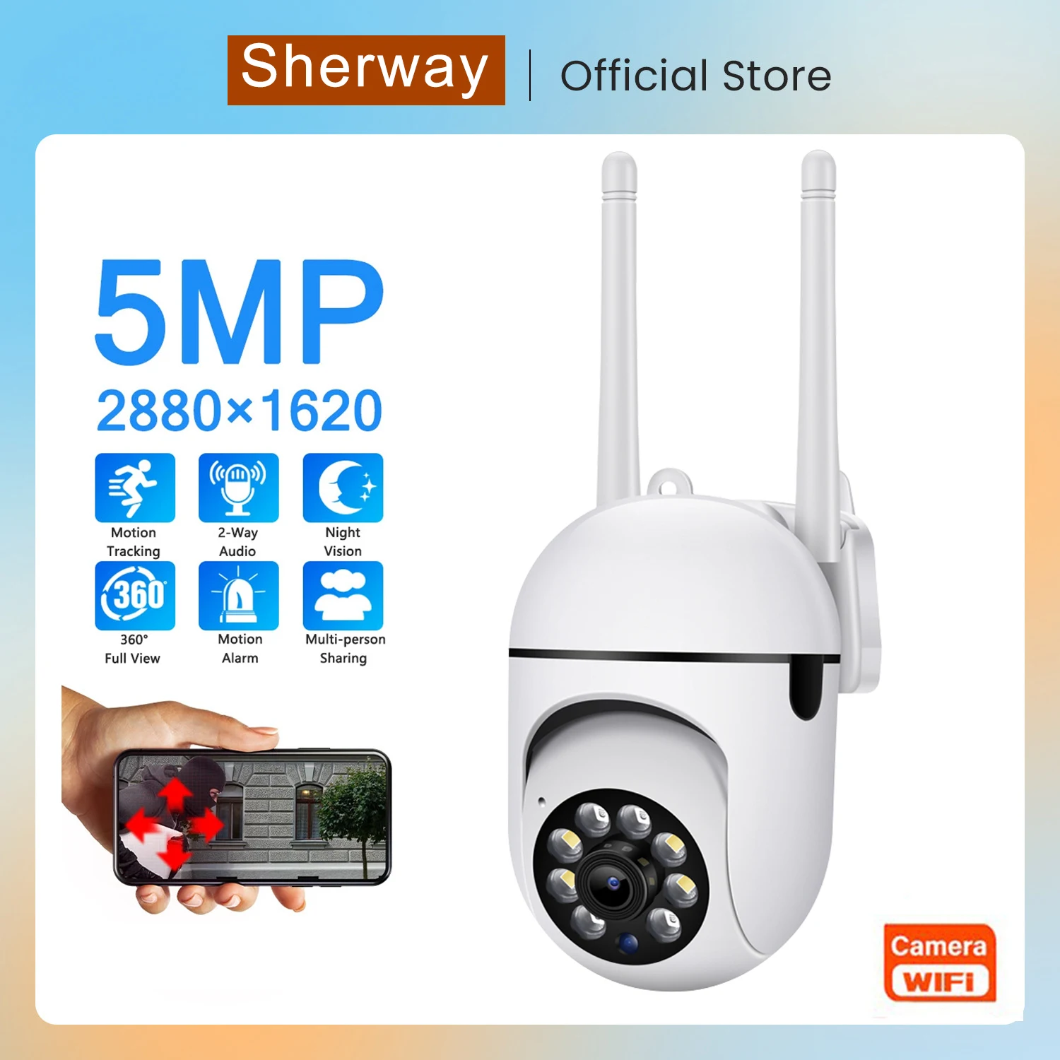 

A7 5G WiFi Surveillance Cameras 5MP IP Camera HD 1080P IR Full Color Night Vision Security Protection Motion CCTV Outdoor Camera