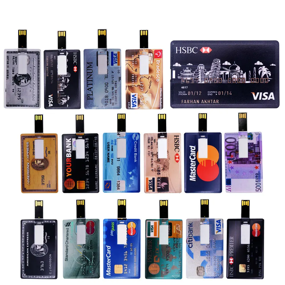 

New Style Credit Card USB Flash Drive 128GB 32GB pen drive 8GB 16GB bank card model Memoria Stick 64GB pendrive cle usb