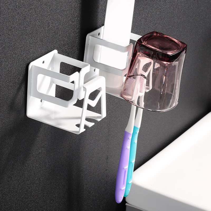 

Stainless Toothbrush Holder Multifunctional Rack Toothpaste Mouthwash Cup Storage Rack Economic Bathroom Supplies