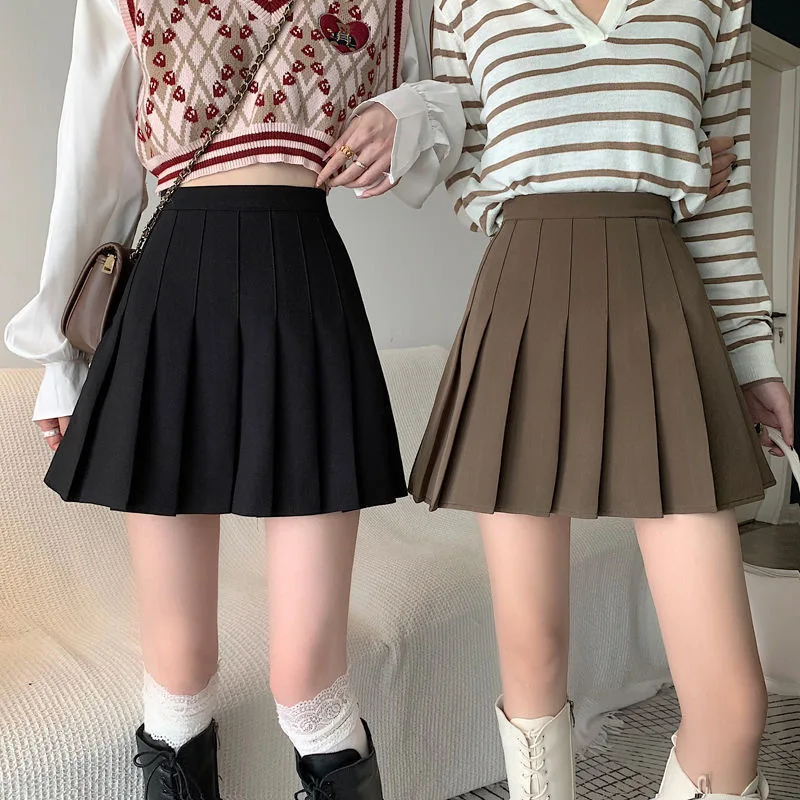 Pleated Skirt 2022 New Korean Version High Waist A-Line Short Skirt Women's Spring And Summer Jk White Autumn Plaid Skirt