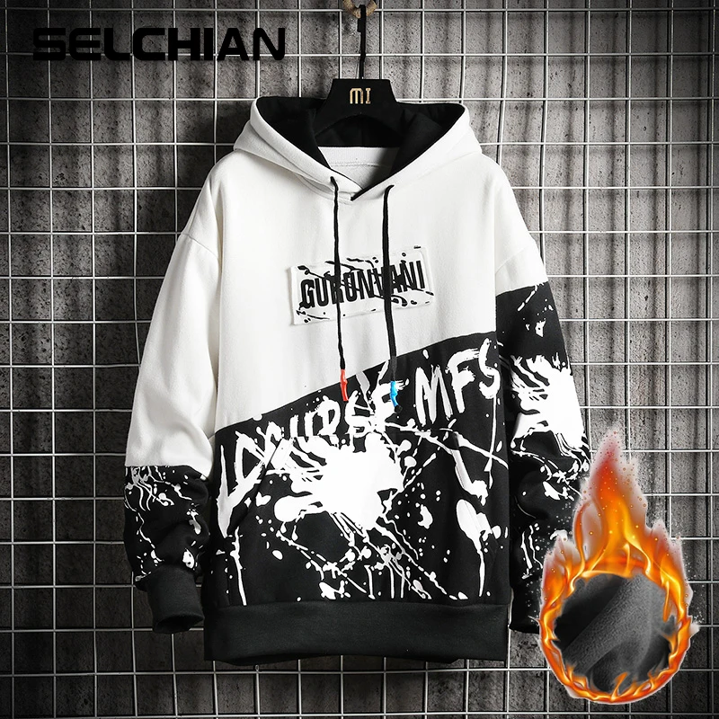 

Letter Print Hoodie Men Streetwear 2021 Patchwork Hooded Sweatshirt Mens Hip Hop Hoodies High Street Fashion Harajuku Tops Man