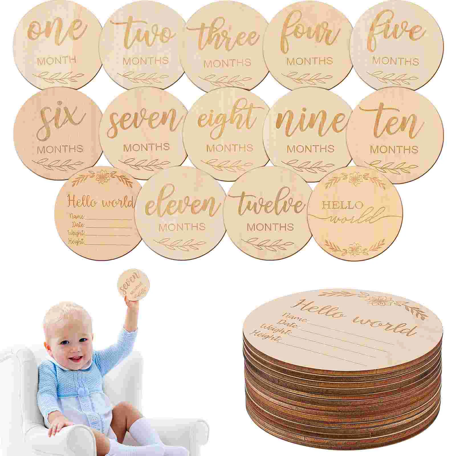 

Delicate Engraved Round Letters Patterns Baby Milestone Cards Baby Growth Cards Baby Commemorative Cards Growth Cards