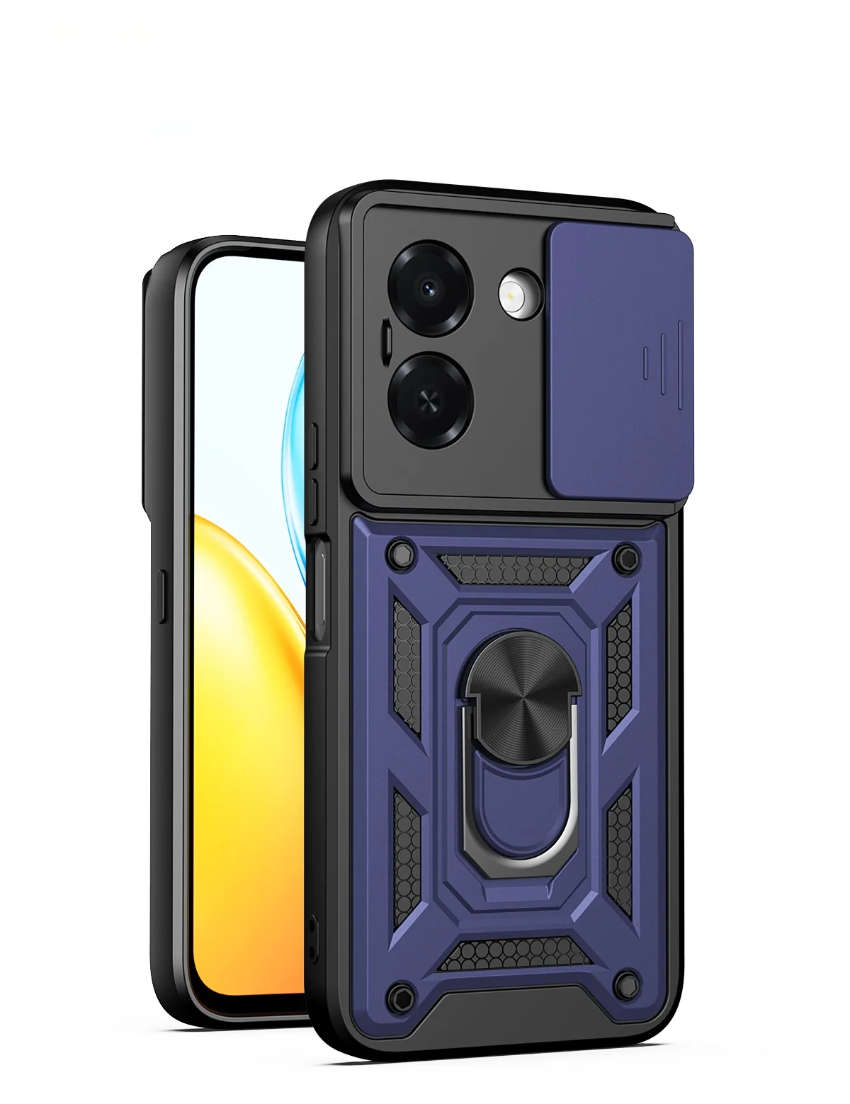 Фото Для Honor X7E 4G/Honor Play 80 Plus 360 °   Вращающийся магнитный чехол для телефона с кольцом, защитой объектива и выдвижной подставкой Magsafe №1