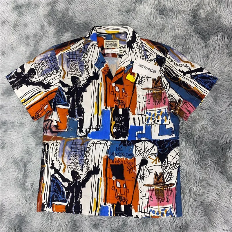 

MARIA Oversized WACKO Hip Hop Graffiti Print Casual Men Women 1:1 High Quality Wacko Maria Short Sleeve Shirt