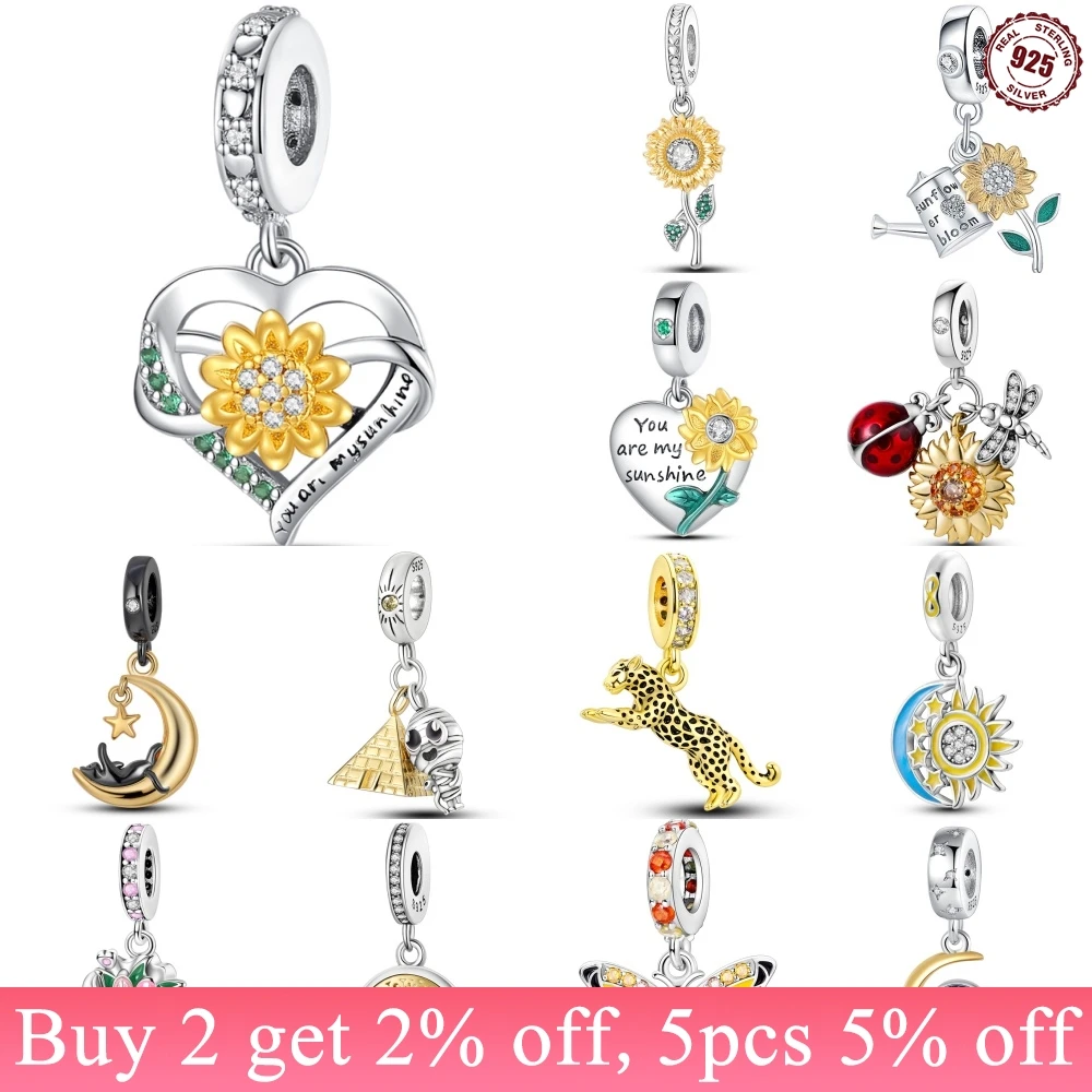 Подвеска из серебра 925 пробы в виде подсолнуха леопарда