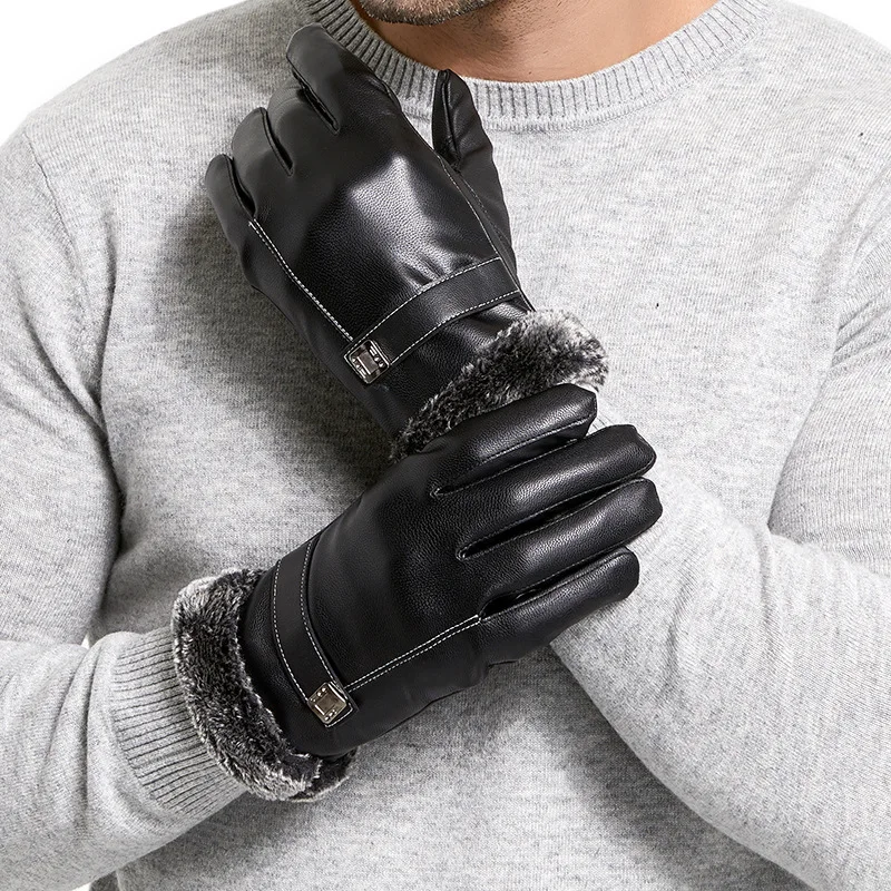

Winter Men s Gloves PU Leather Warm Surpiestous Gorge Cross border Special for Shopee