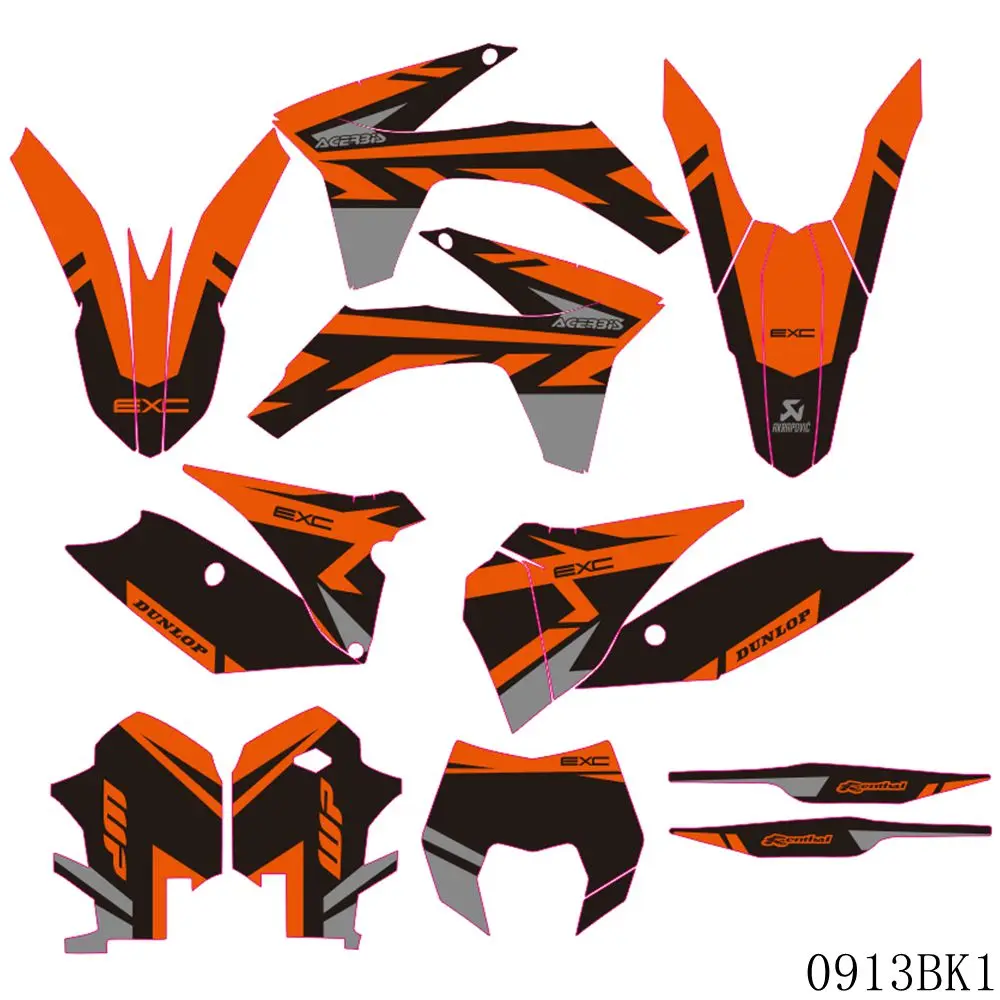 

Full Graphics Decals Stickers Motorcycle Background Custom Number Name For KTM EXC 125 200 250 300 350 450 500 2012 2013