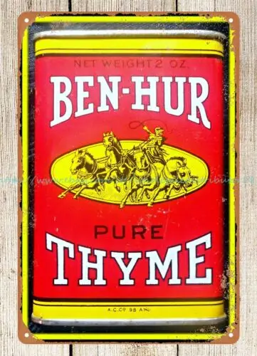 Металлическая жестяная табличка Ben Hur Pure Thyme Coffee Products of America 1940 г.