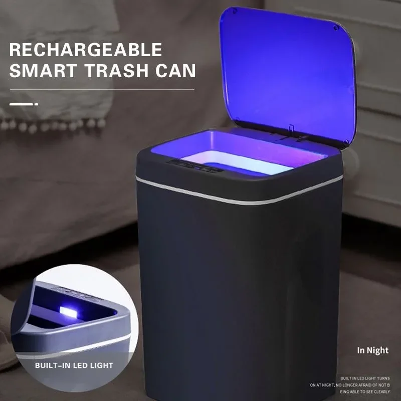 

Smart Sensor Garbage Bin Kitchen Bathroom Toilet Trash Can Best Automatic Induction Waterproof Bin with Lid 12/14/16L