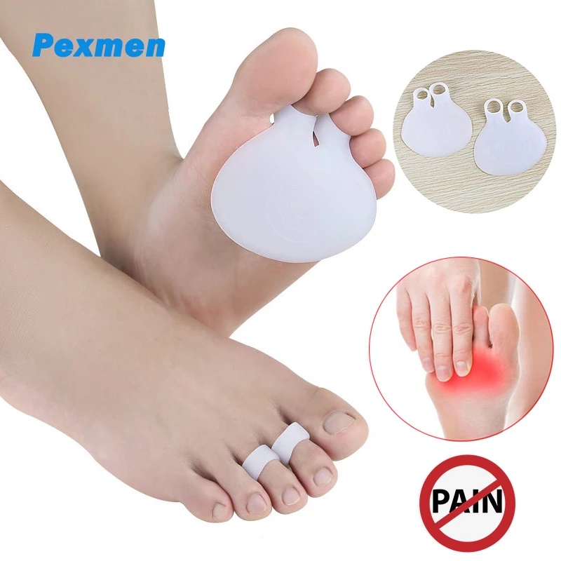 

Pexmen 2Pcs Gel Soft Metatarsal Pads Ball of Foot Cushions Bunion Pad to Help Relieve Hallux Valgus Forefoot Pain Toe Separator