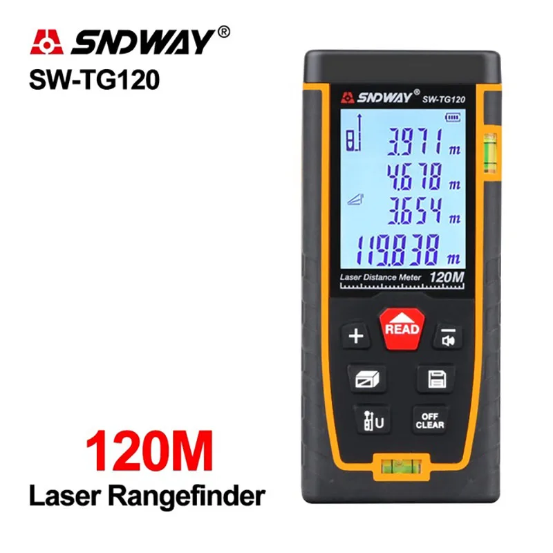 

Дальномер лазерный SNDWAY SW-TG120/TG100/TG70, измеритель расстояния с пузырьковым экраном 2 дюйма